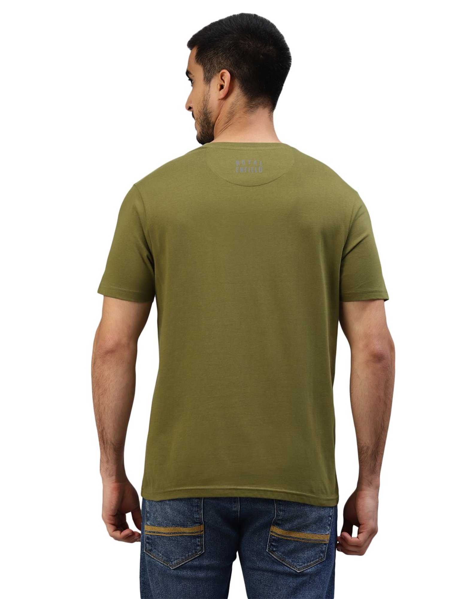Royal Enfield Urban Edge Olive Regular Fit Printed Crew T-Shirt