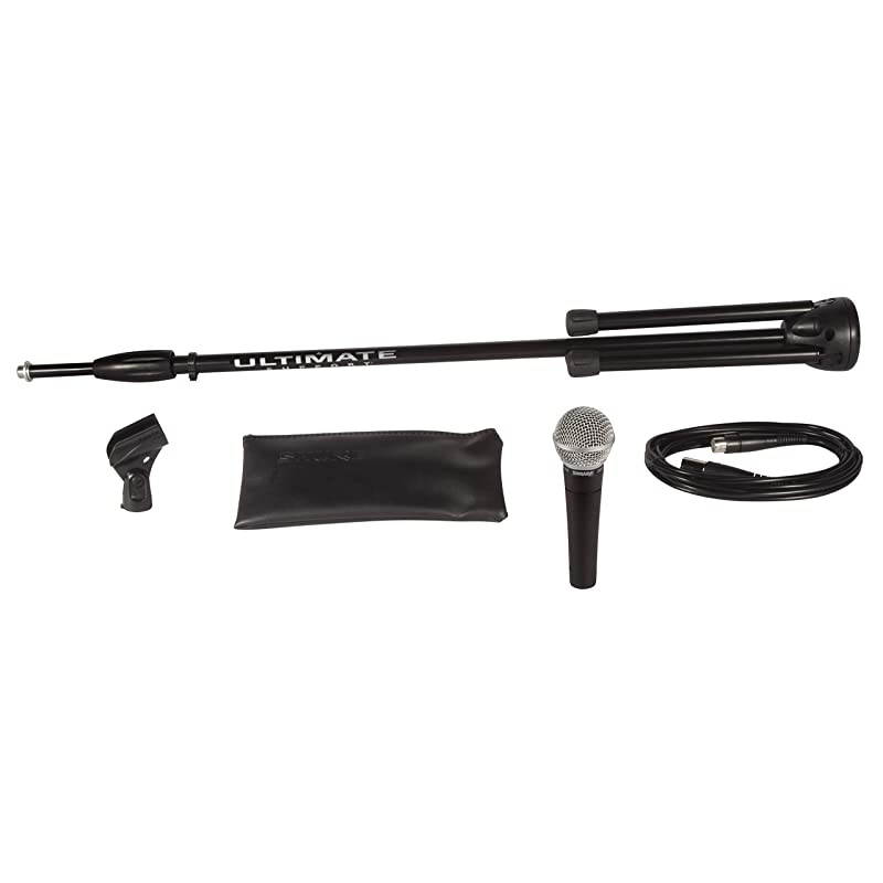 Stage Performance Kit with SM58 Cardioid Dynamic Vocal Microphone, 15' XLR Cable, Mic Stand, A25D Mic Clip and Storage Bag, Perfect for Onstage or Studio (SM58-CN BTS)