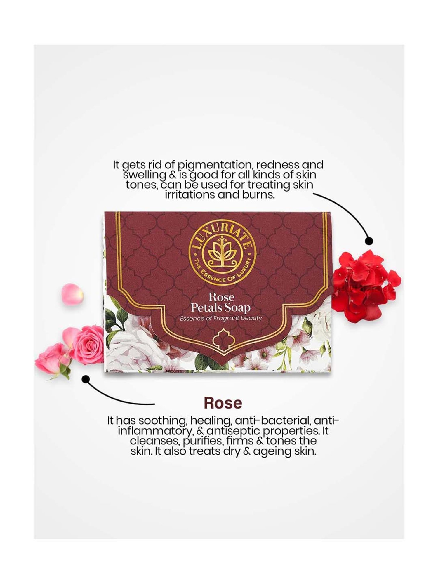 Luxuriate Rose Essence of Fragrant Beauty Soap Bar - 125 gm