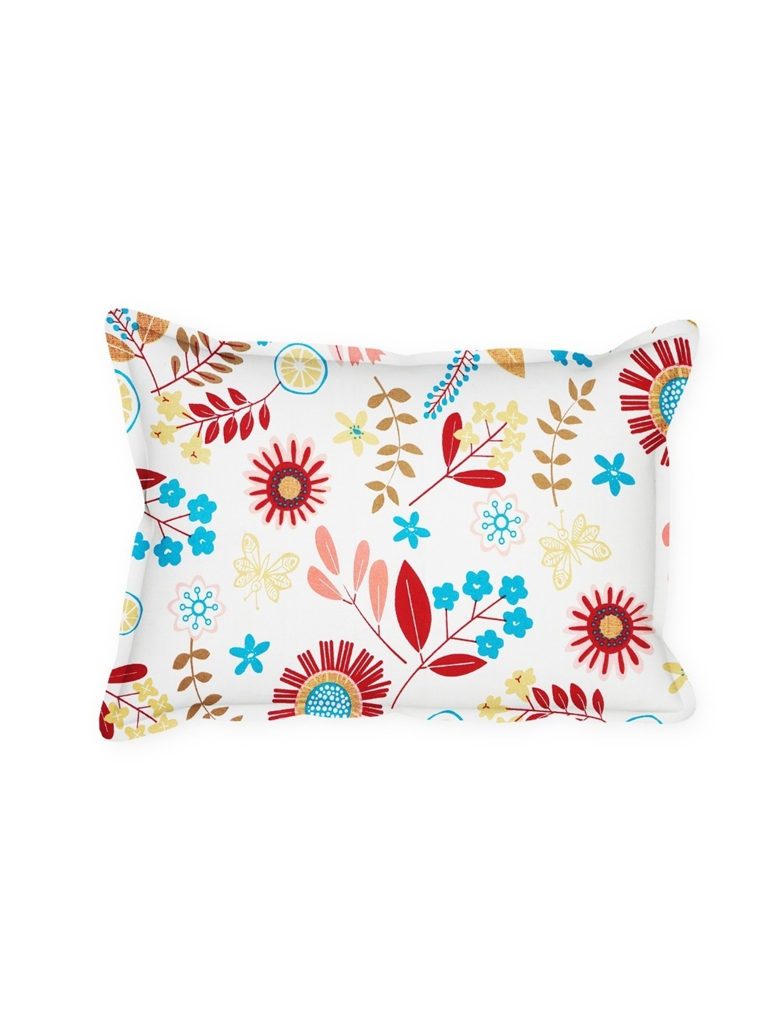 SEJ by Nisha Gupta Floral Maroon 144 TC Cotton Single Bed Sheet with 1 Pillow Cover