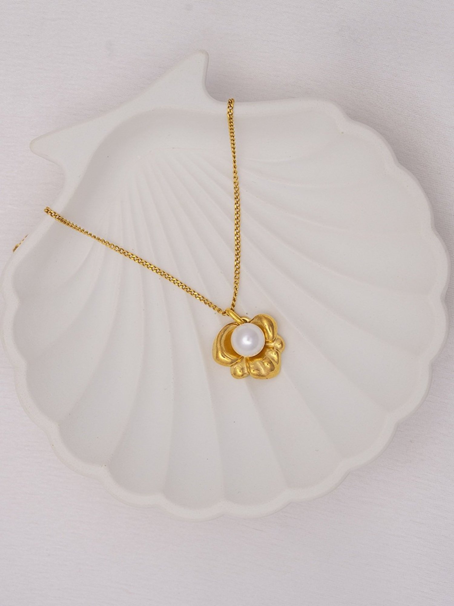 Perfectly Average Lotus Pearl Pendant Necklace