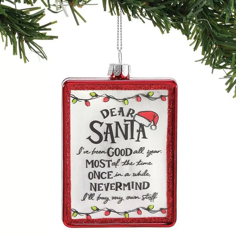 Holiday Ornaments 3.75" Dear Santa I've Been Good Izzy & Oliver  -  Tree Ornaments