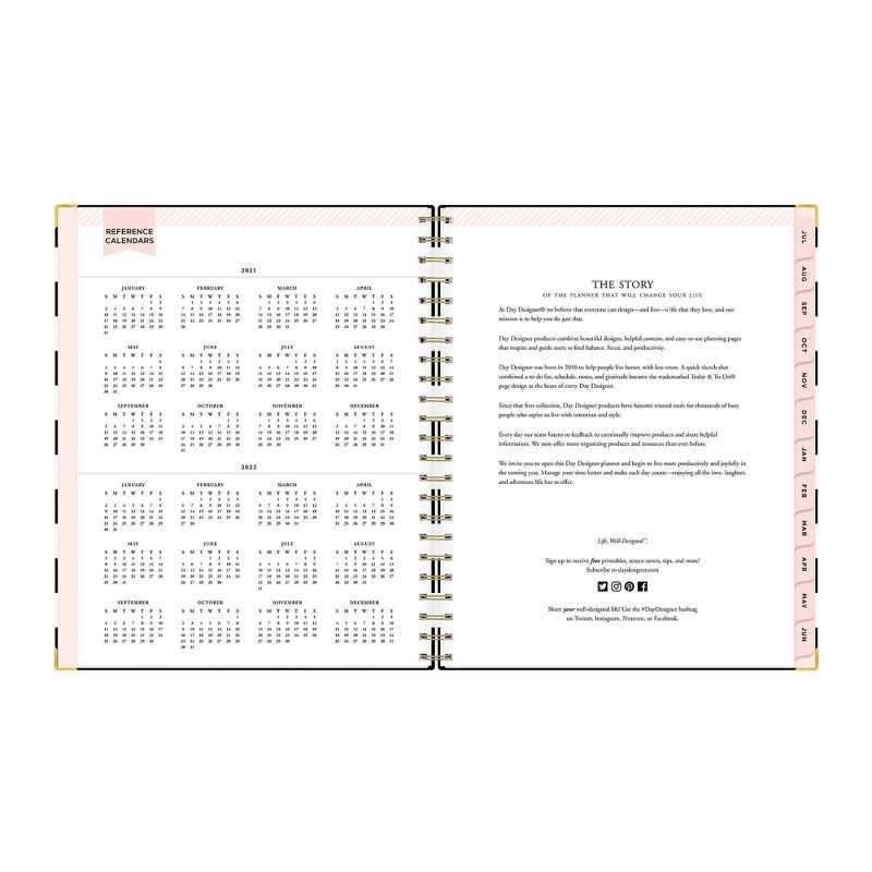 2021-22 Academic Planner 8.5" x 11" Hard Cover Weekly/Monthly Wirebound Rugby Stripe Black - Day Designer