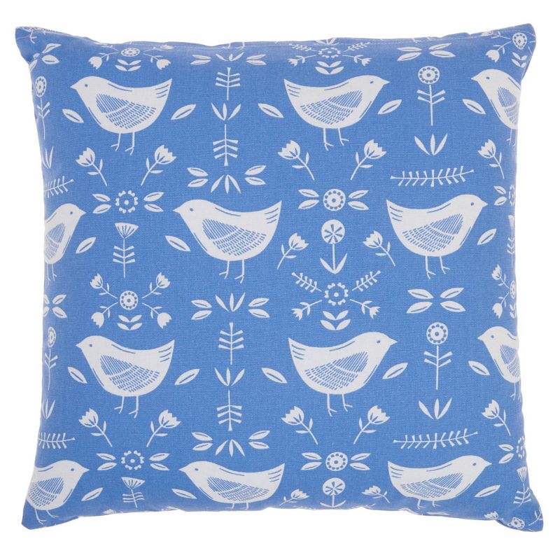 18"x18" Life Styles Bird Pattern Square Throw Pillow Blue - Mina Victory