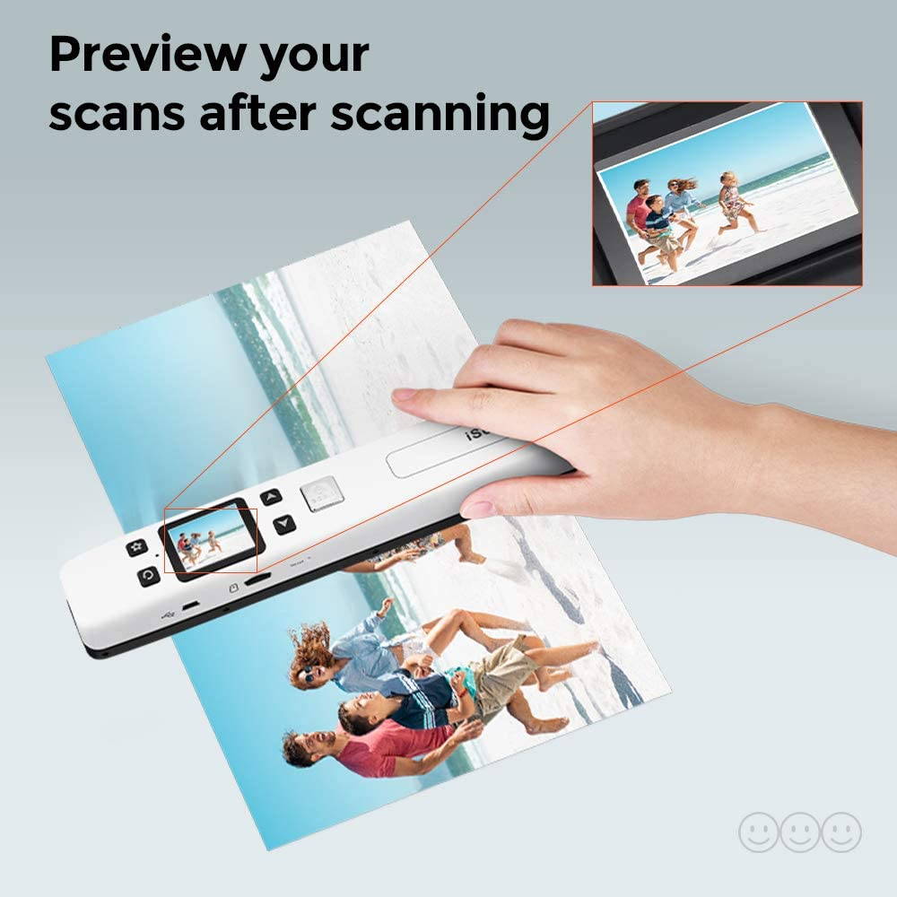 Scanner Portable Handheld Wand Document Book Images 1050DPI Resolution High Speed Scanning A4 Size JPEG PDF Format Colorful LCD Display for Office Business Reciepts