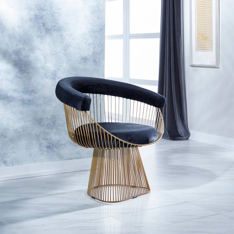 Contemporary Velvet and Iron Accent Chair Red - Venus Williams Collection