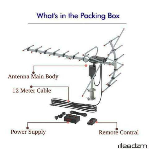 [Newest 2021] Leadzm Outdoor TV Antenna 110-Mile Long Range, 360 Degree Directional Rotation, Amplified, HDTV, Water Resistant, UV Resistant, Come with Installation Kit