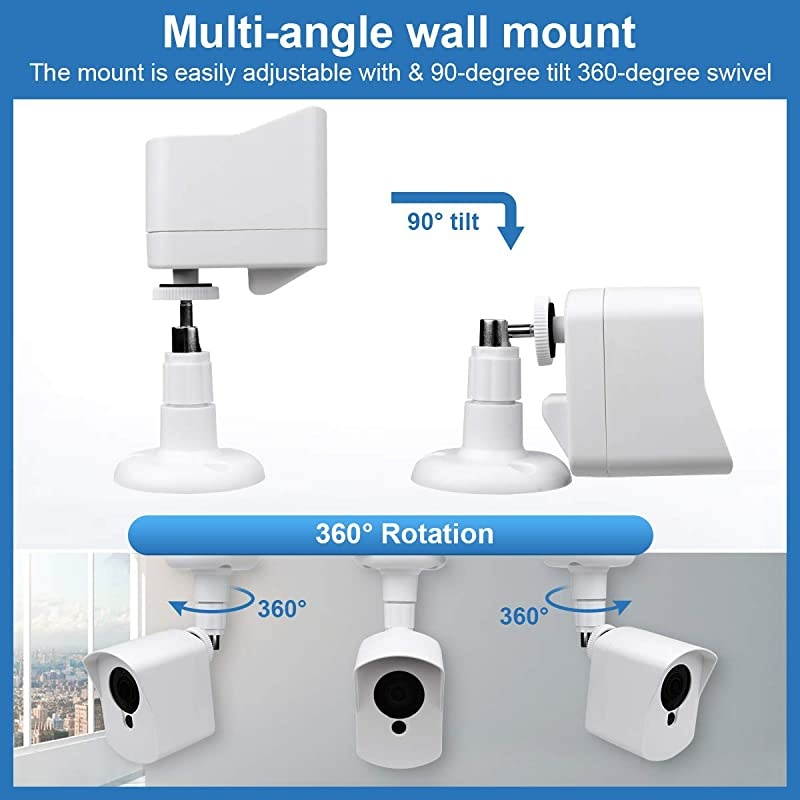 Cam Wall Mount Bracket,Full Protective Weather Proof 360 Degree Adjustable Outdoor Indoor Mount and Cover Case for Cam 1080p HD Camera (White 3 Pack)