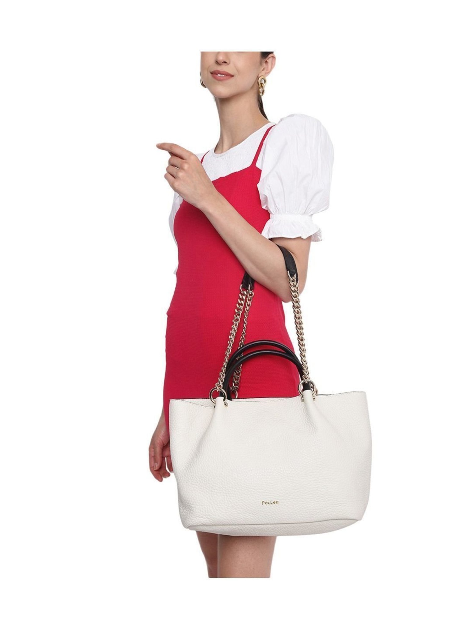 Pollini White Large Tote