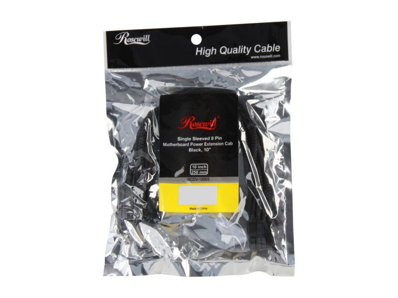 Rosewill RCDV-12003 9.84 in. (25 cm) Single Sleeved 8 Pin Motherboard Power Extension Cable