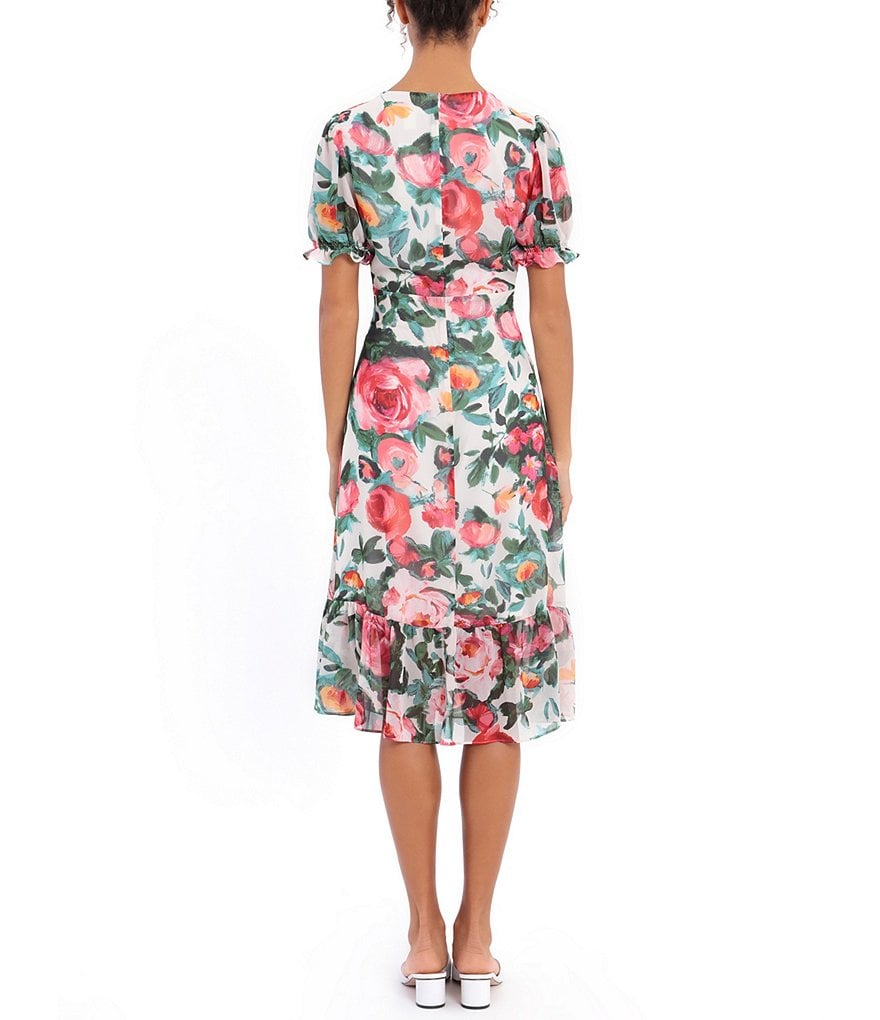 Jkara Petite Size V-Neck 3/4 Sleeve Beaded Bodice Gown