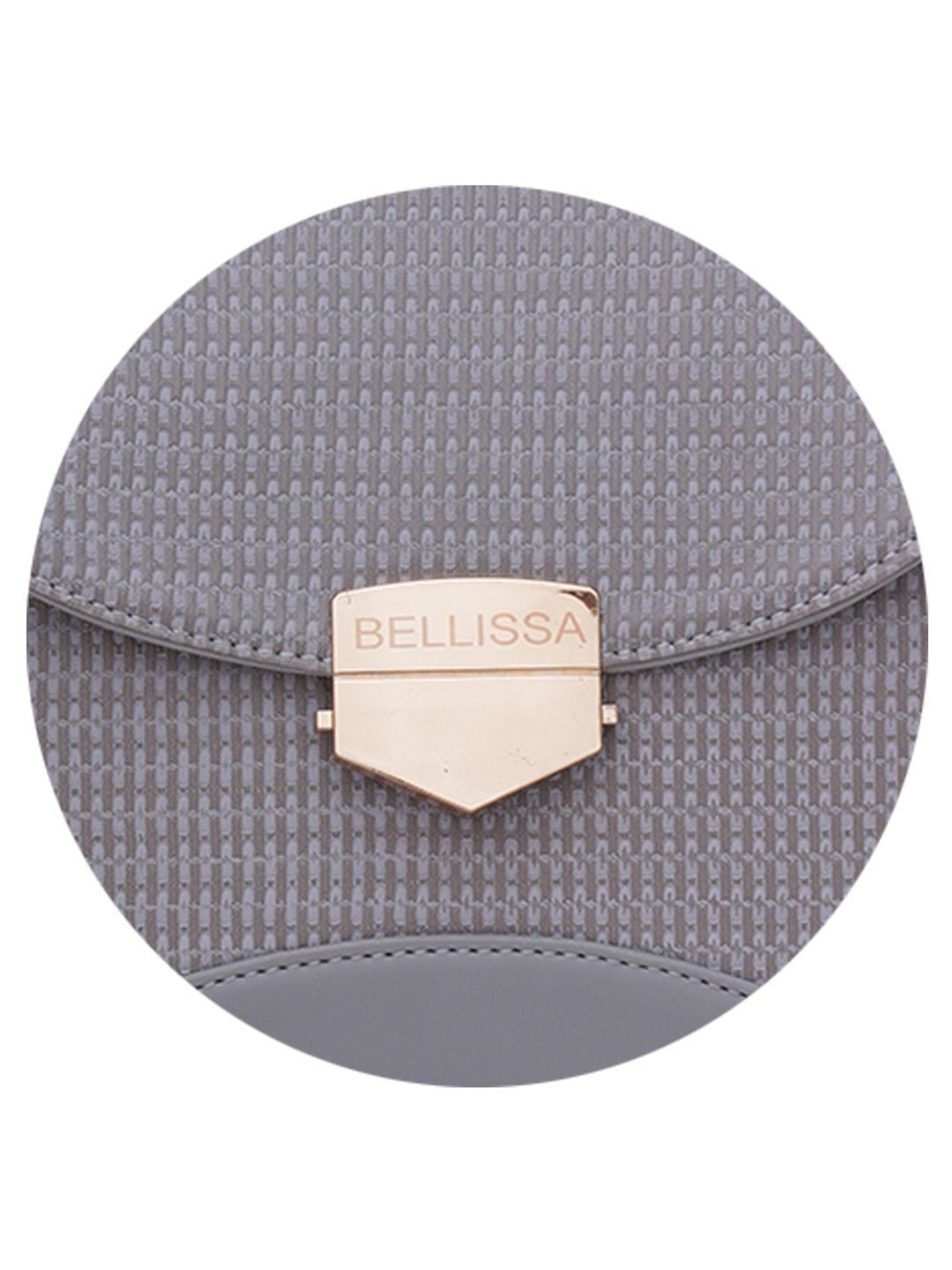 Bellissa Grey Textured Medium Stylish Box Sling Handbag