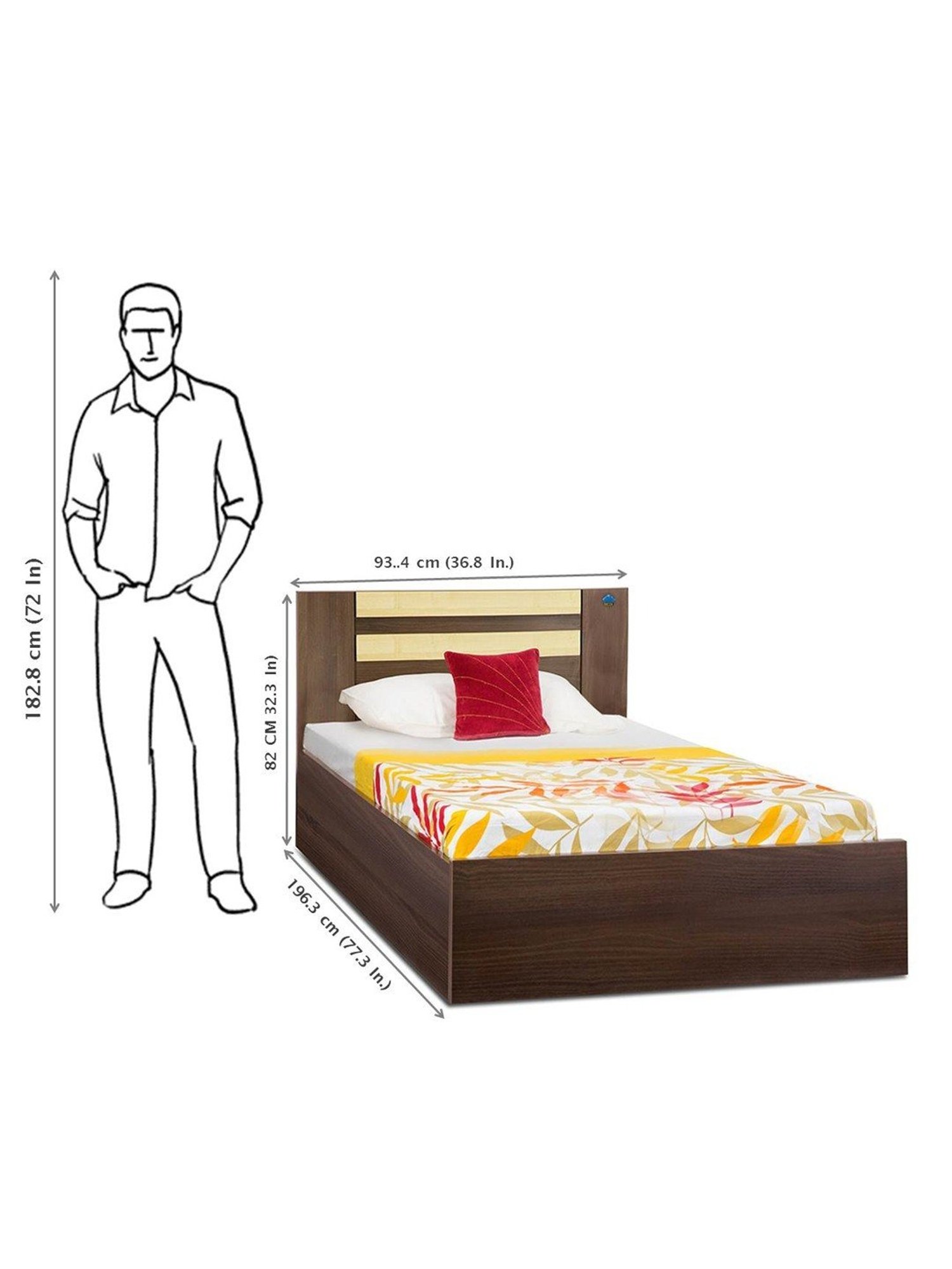 Delite Kom Woody Acacia Dark Engineered Wood Single Box Bed