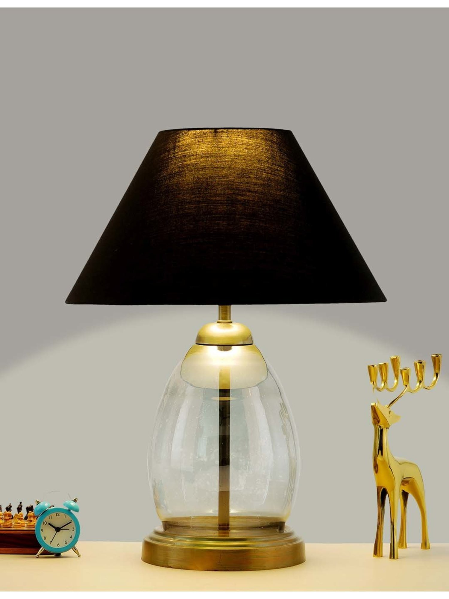 Kapoor E Illuminations 'Tiered' Black & Transparent Glass Table Lamp - Set of 1