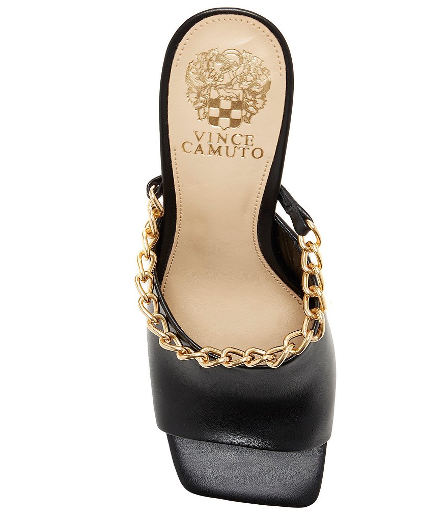 Vince Camuto Baminie Leather Square Toe Chain Detail Mules