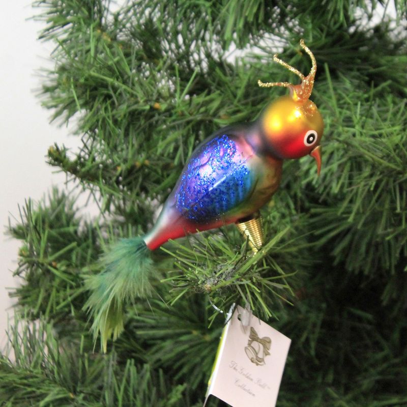Golden Bell Collection 3.0" Multi-Colored Clip On Parrot Ornament Tropical Feather  -  Tree Ornaments