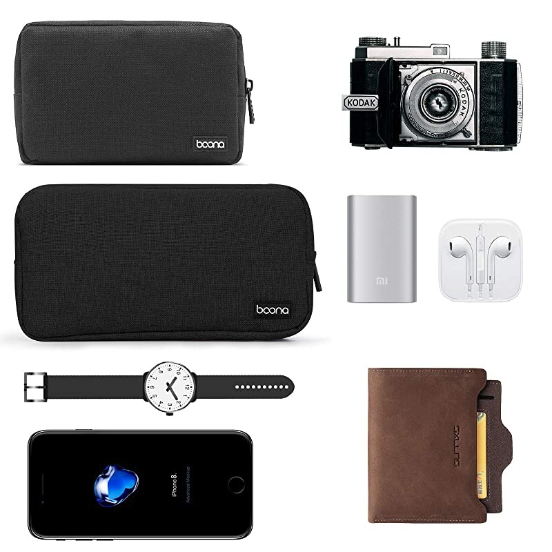 Carrying Bag for AC Adapter, Travel Organizer for Laptop Charger, Pouch Cover Case for Power Cord and Other Accessories, Black (Black Double Layer)