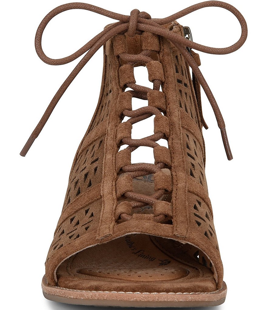 Sofft Nora Geometric Perforated Suede Ghillie Sandals