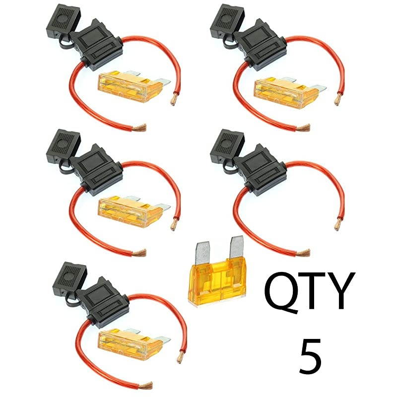 8 Gauge Maxi Inline Fuse Holder Fuseholder with Cover & 40 Amp Fuse (1 Pack)