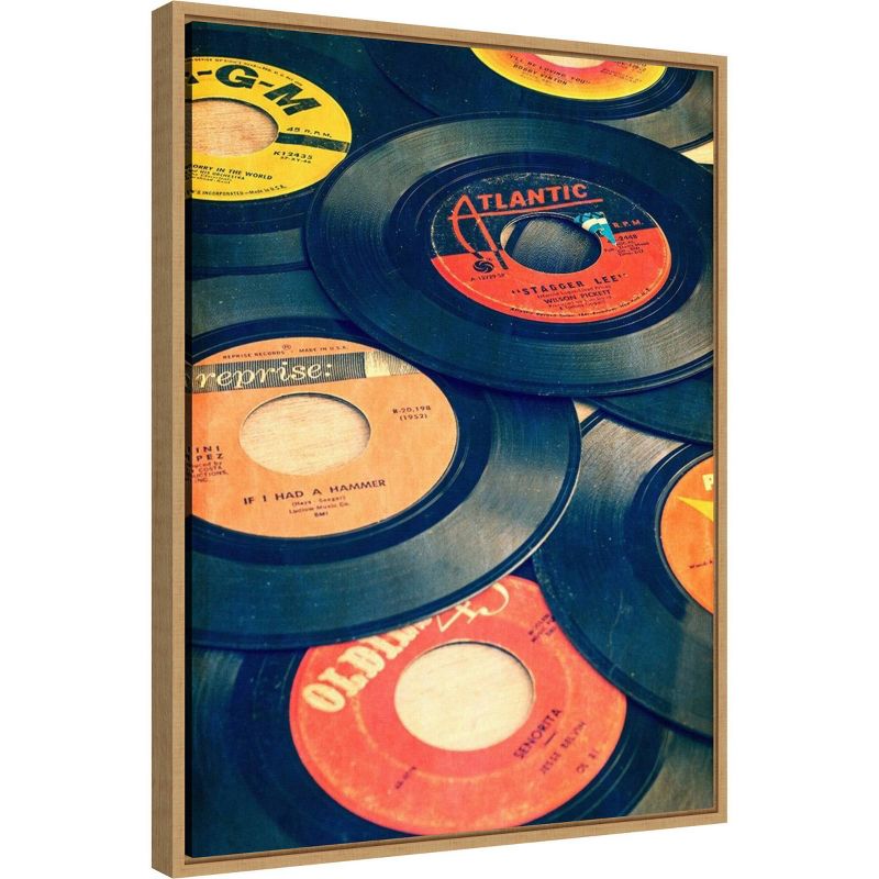 18" x 24" Old Records by Edward M Fielding Framed Canvas Wall Art - Amanti Art