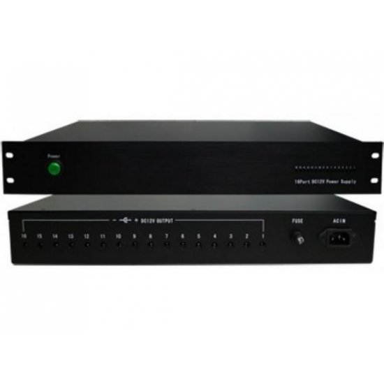 CCTV 16CH 10Amps CCTV Power Supply Rack Mountable 12V DC