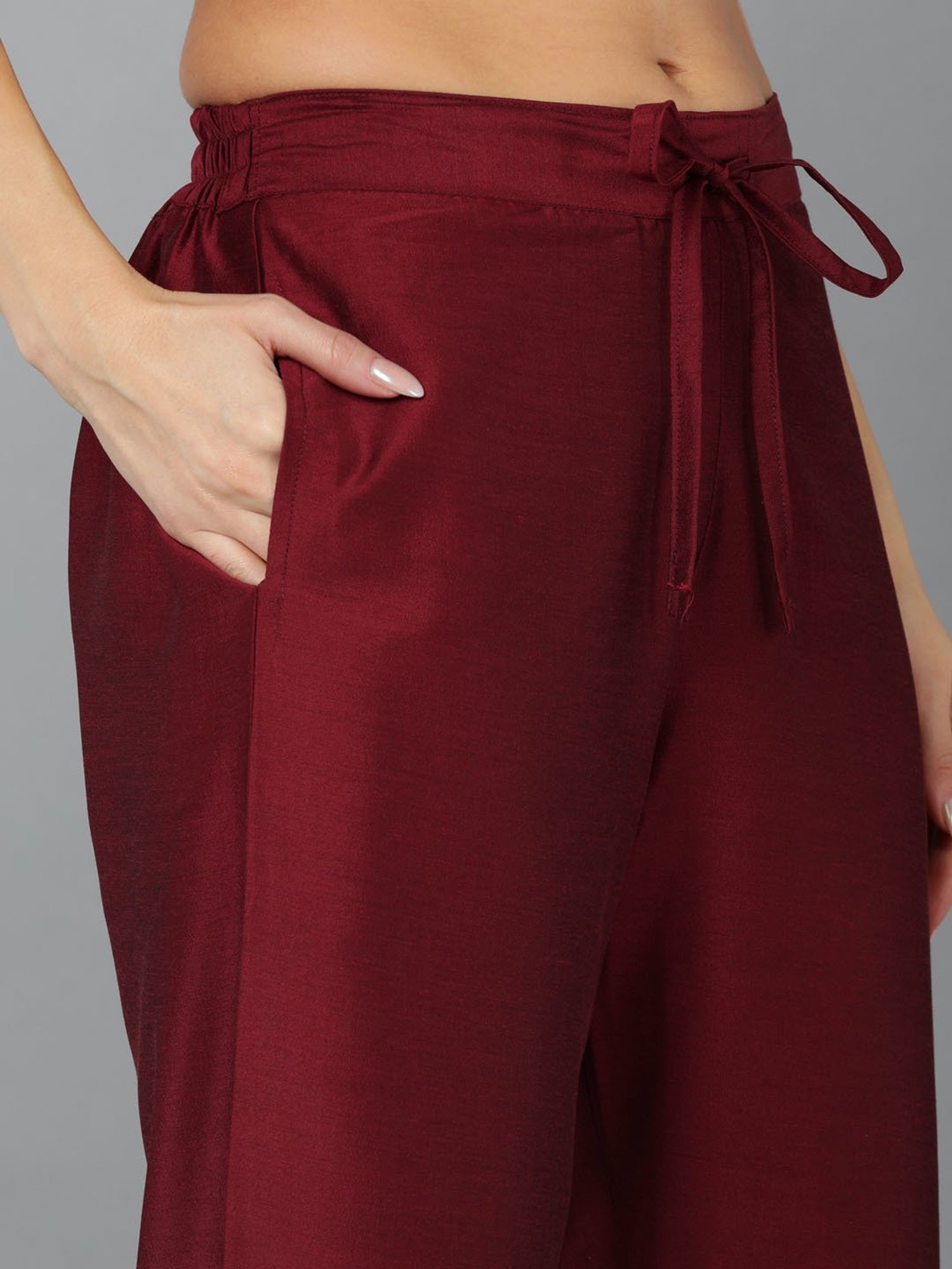 Vaamsi Maroon Embroidered Kurta Palazzo Set With Dupatta