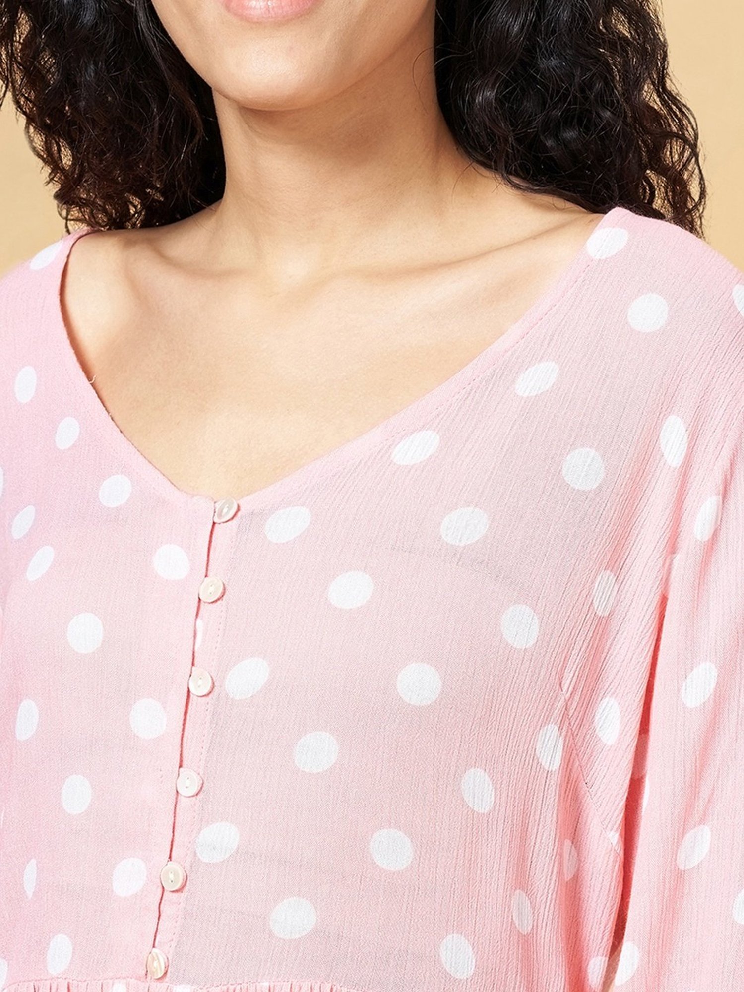 YU by Pantaloons Pink Polka Dots Top