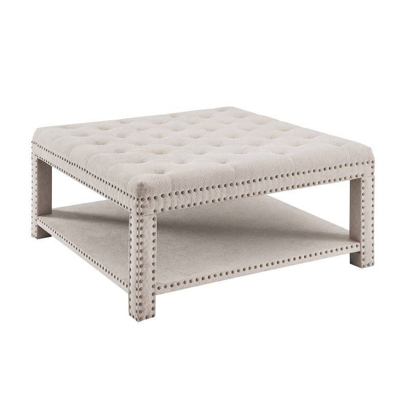 Ikiriya Nashville Solid Beige Wood Coffee Table Teak Finish