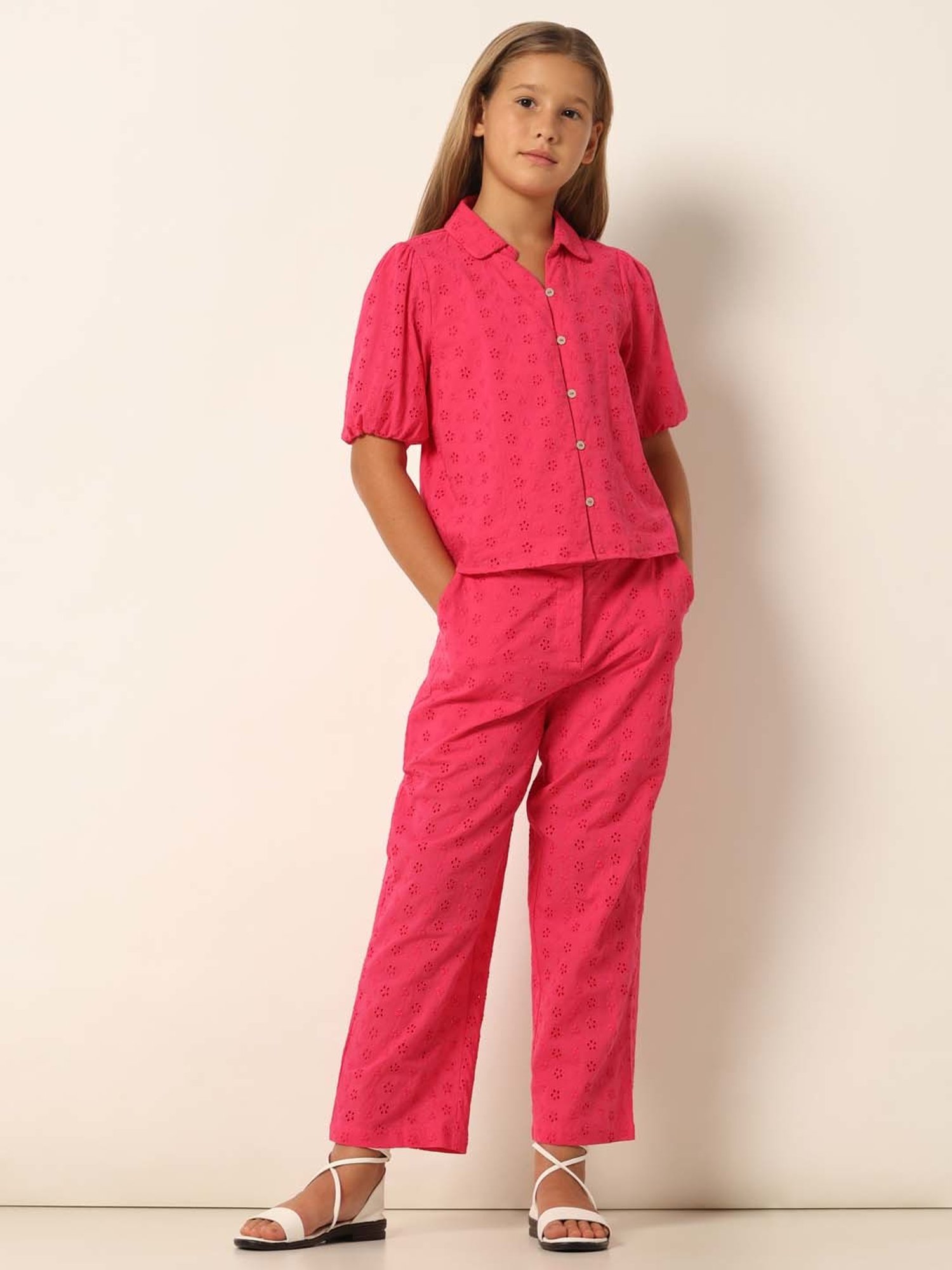 VERO MODA GIRL Pink Cotton Relaxed Fit Shirt