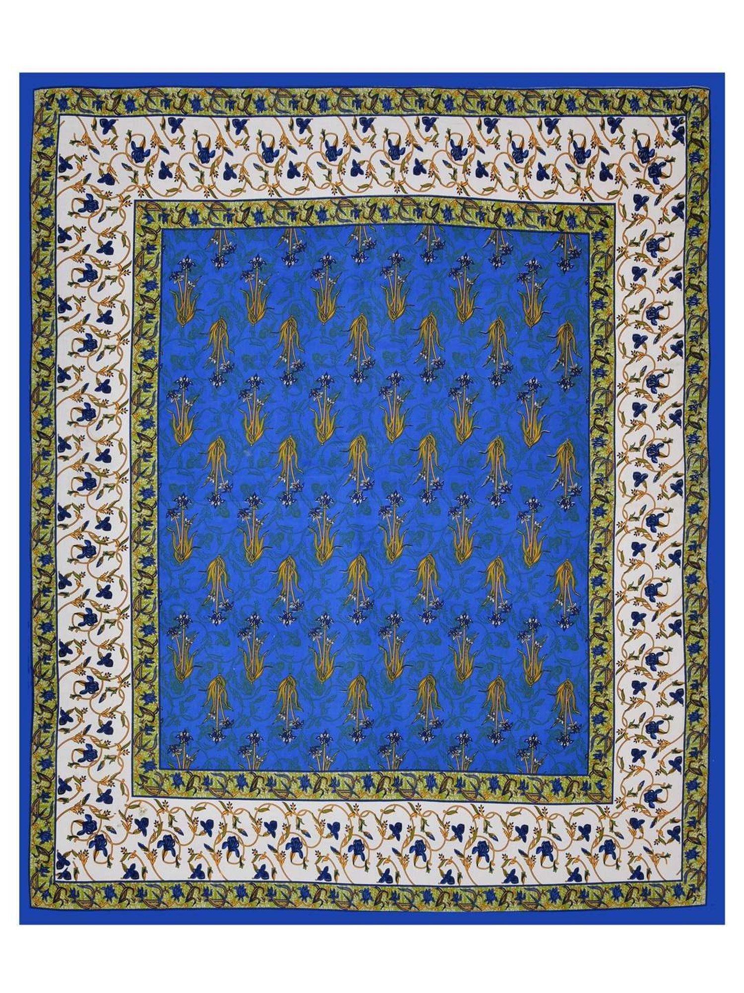 Living Roots Jaipuri Dark Blue 210 TC Cotton Queen Bed Sheet with 2 Pillow Covers