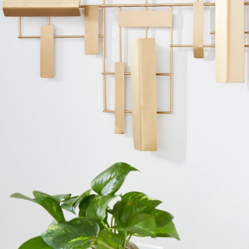 36" x 23" Abstract Rectangular Metal Wall Decor Gold - CosmoLiving by Cosmopolitan