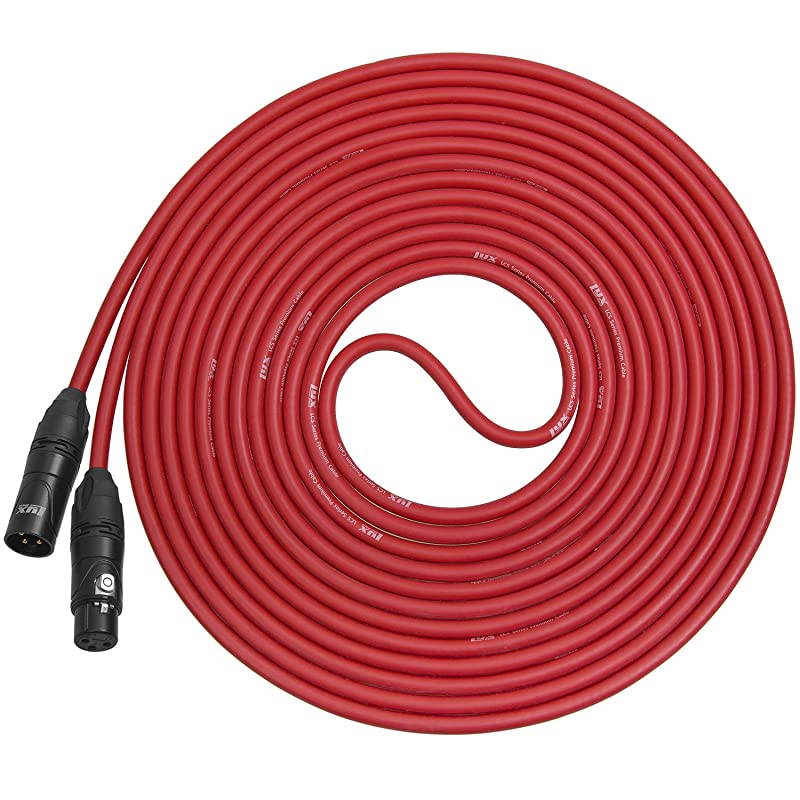 Balanced XLR Cable 30 ft Premium Series Professional Microphone Cable Powered Speakers and Other Pro Devices Cable Red