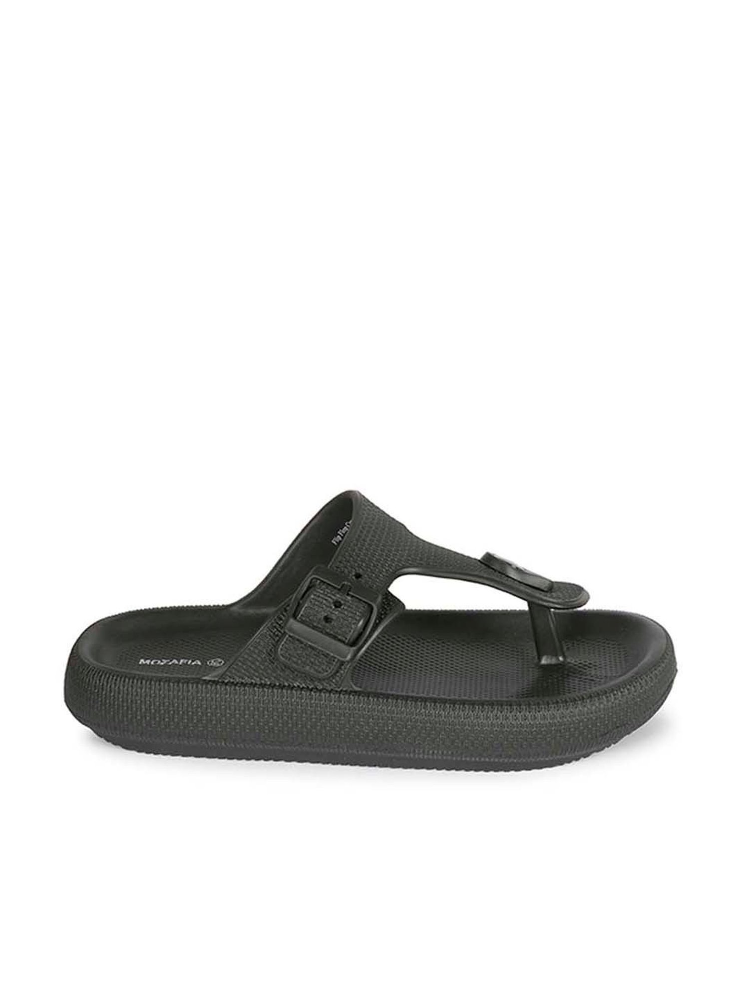 Mozafia Women's Black T-Strap Sandals