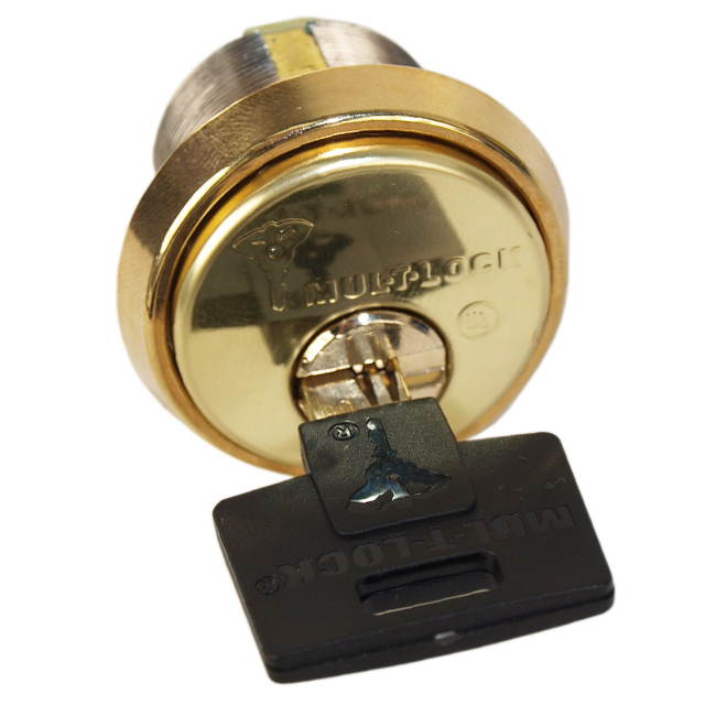 Mul-t-lock, MOR1C02-05, Brass, Solid Brass Replacement 1 1/8" Mortise Cylinder with Yale Standard Cam, HIGH SECURITY, 006 KEYWAY