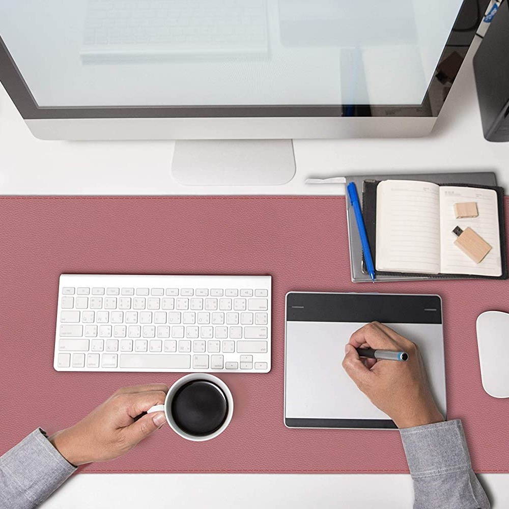 Double-Sided Mouse Pad Eco-friendly Cork PU Leather Desk Mat Waterproof Dustproof Mouse Mat for Home Office