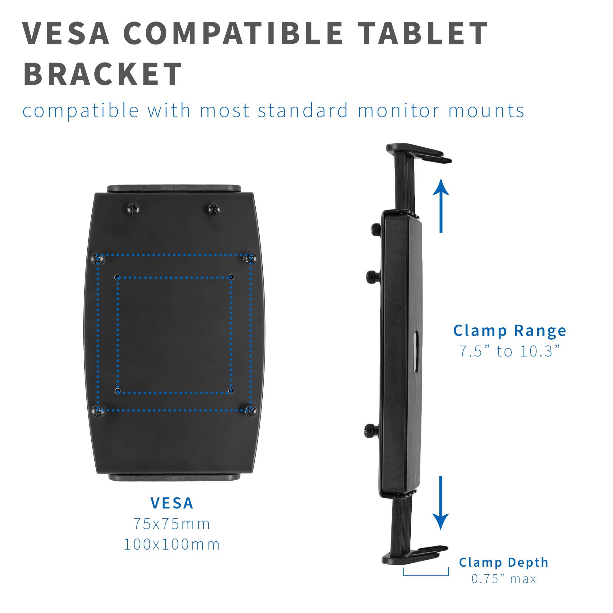 VIVO Universal VESA Mount Adapter for Tablets, 2-in-1 Laptops, & 15.6" Portable Monitors, Max VESA 100x100 (MOUNT-UVM02)