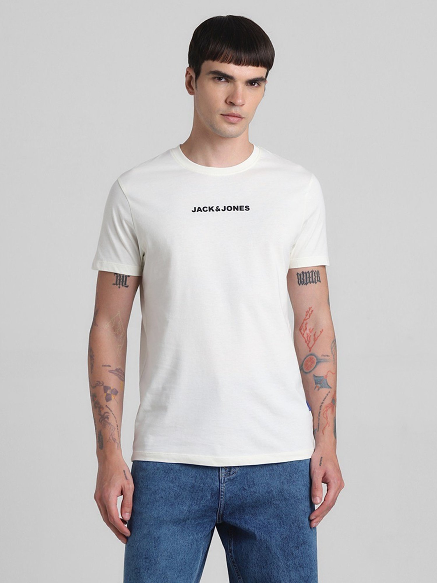 Jack & Jones Star White Cotton Slim Fit T-Shirt