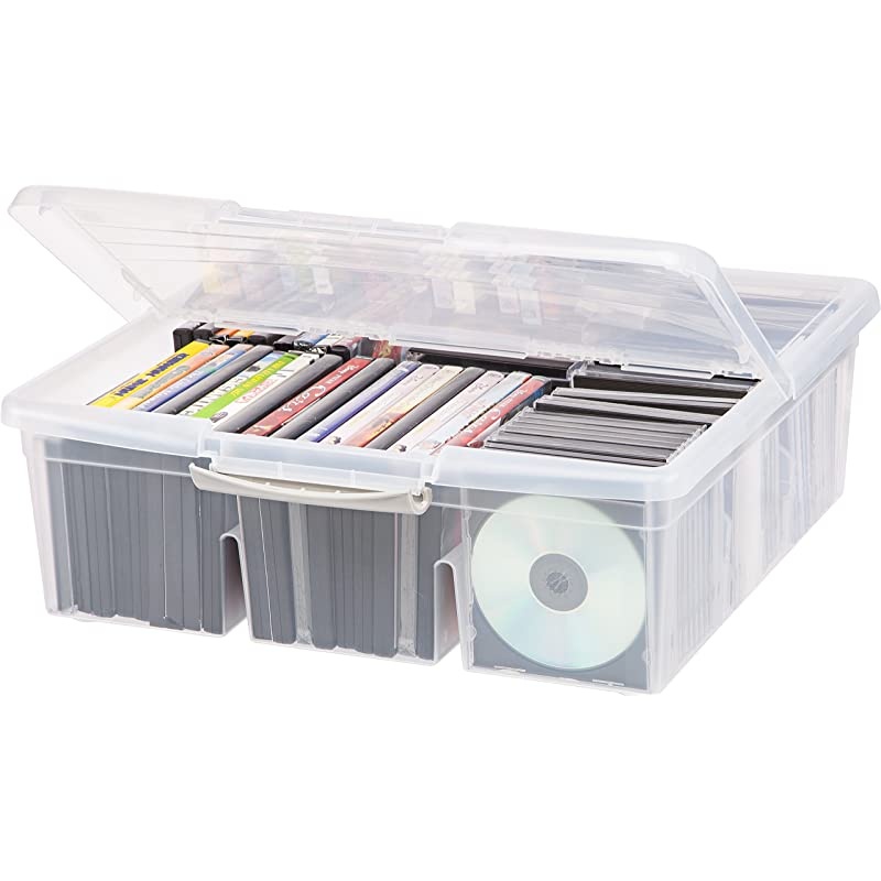 MCBLMB Large Divided Media Storage Box Clear