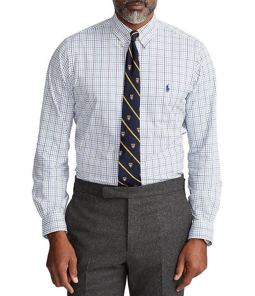 Polo Ralph Lauren Big & Tall Plaid Performance Stretch Multi-Color Long-Sleeve Woven Shirt