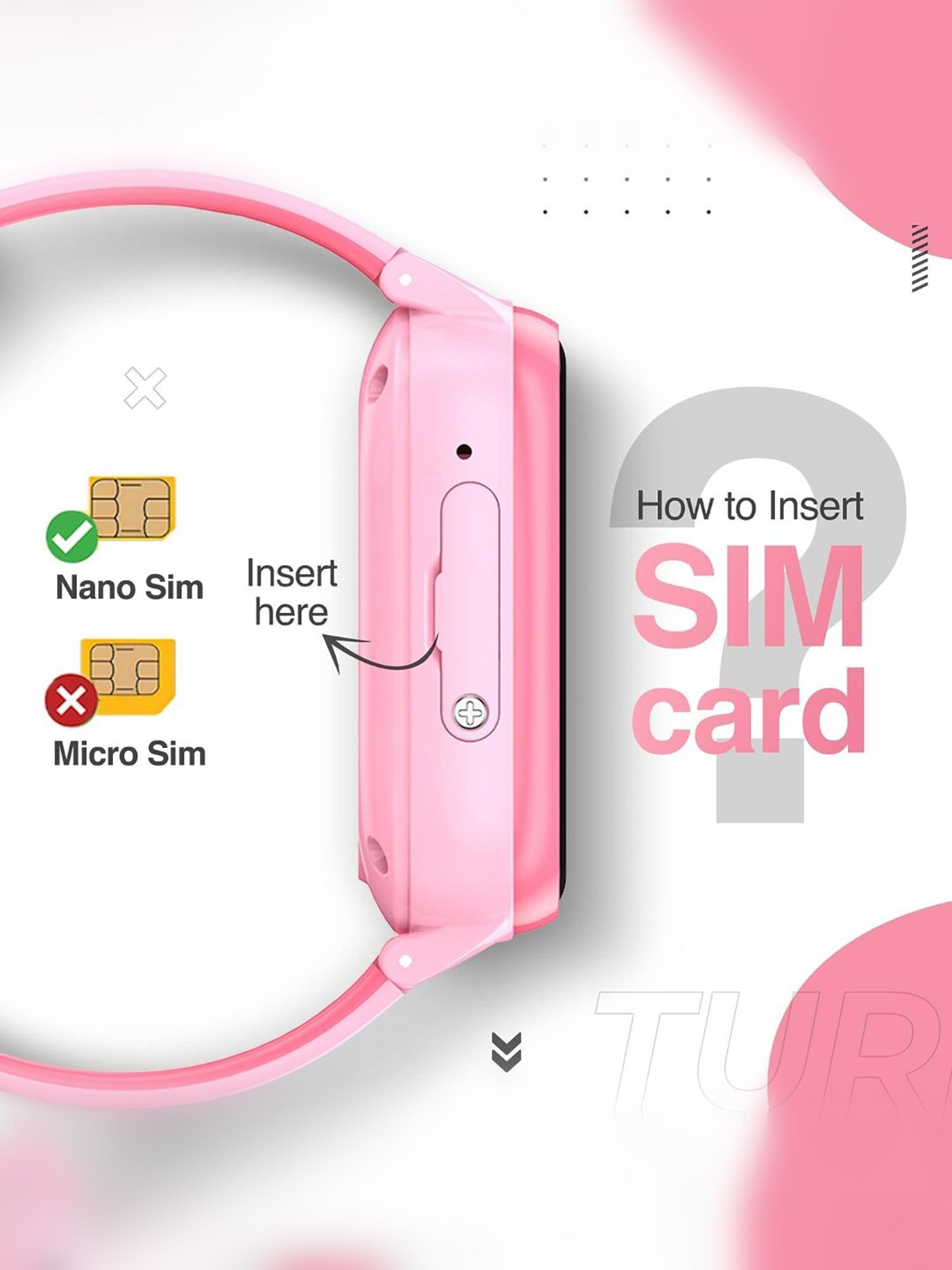 Turet Cotton Candy Pro 4G Smartwatch for Kids with Live Tracker GPS, SOS, HD Camera (Pink)