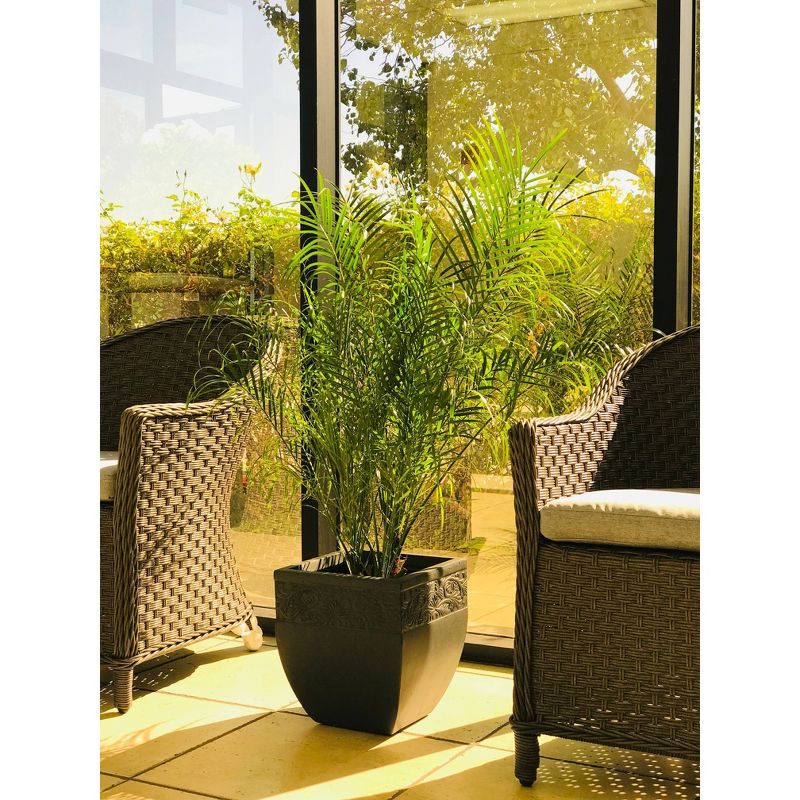 12.2" Kante Lightweight Traditional Square Planter Charcoal - Rosemead Home & Garden, Inc.