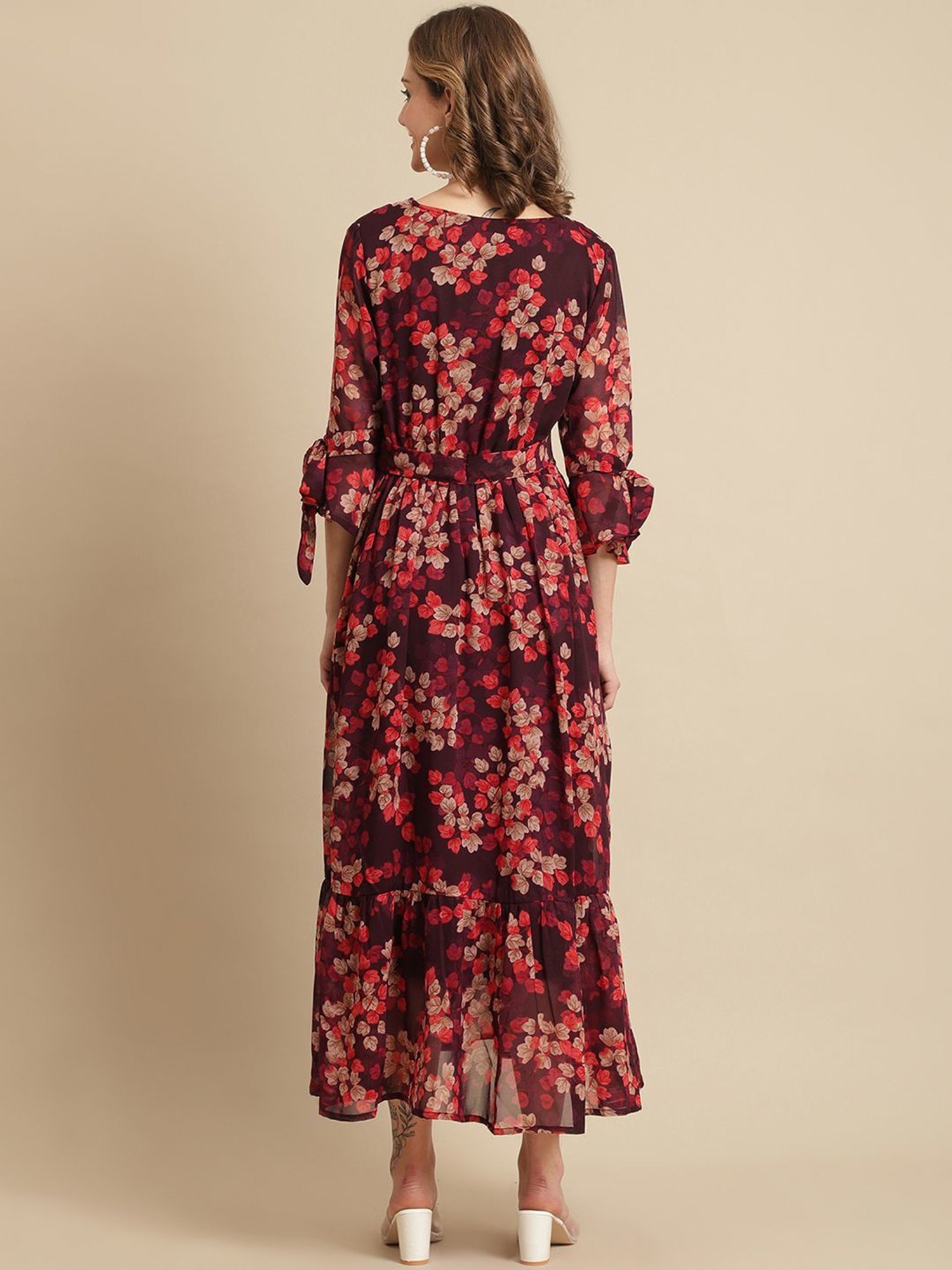 Moms Maternity Maroon Printed Dress