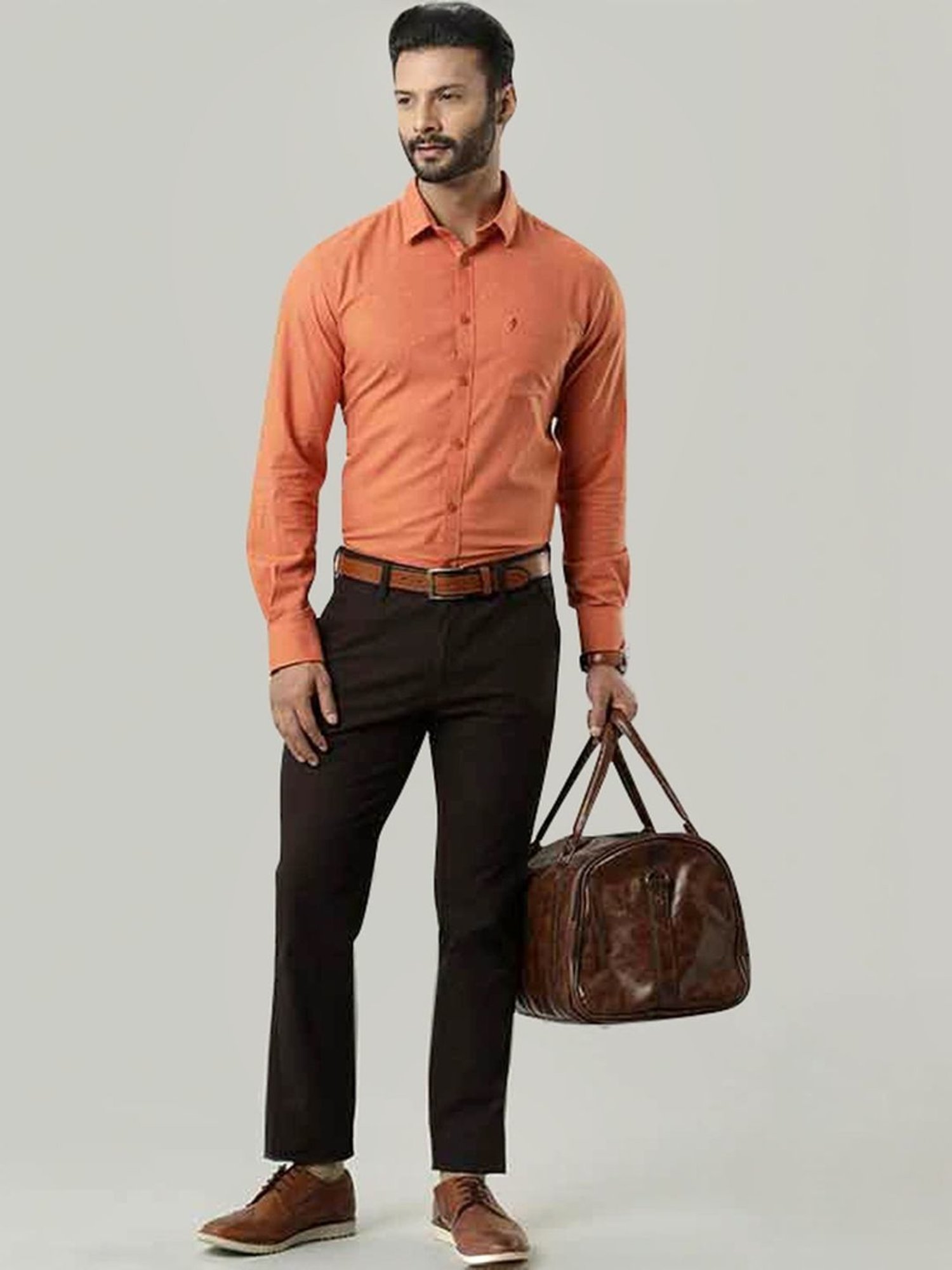 Indian Terrain Brown Slim Fit Trousers