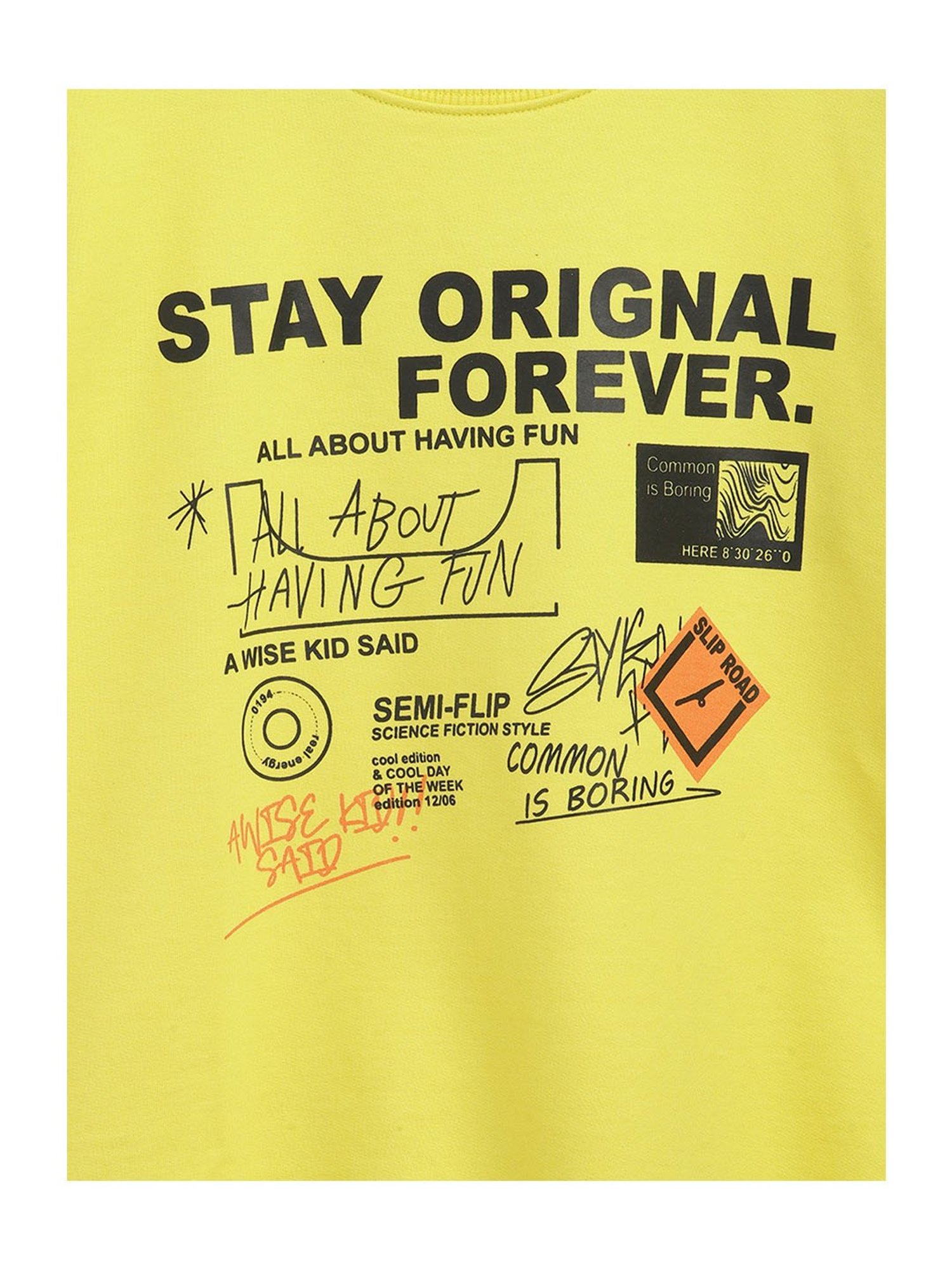 Li'l Tomatoes Kids Yellow Graphic Print Sweatshirt