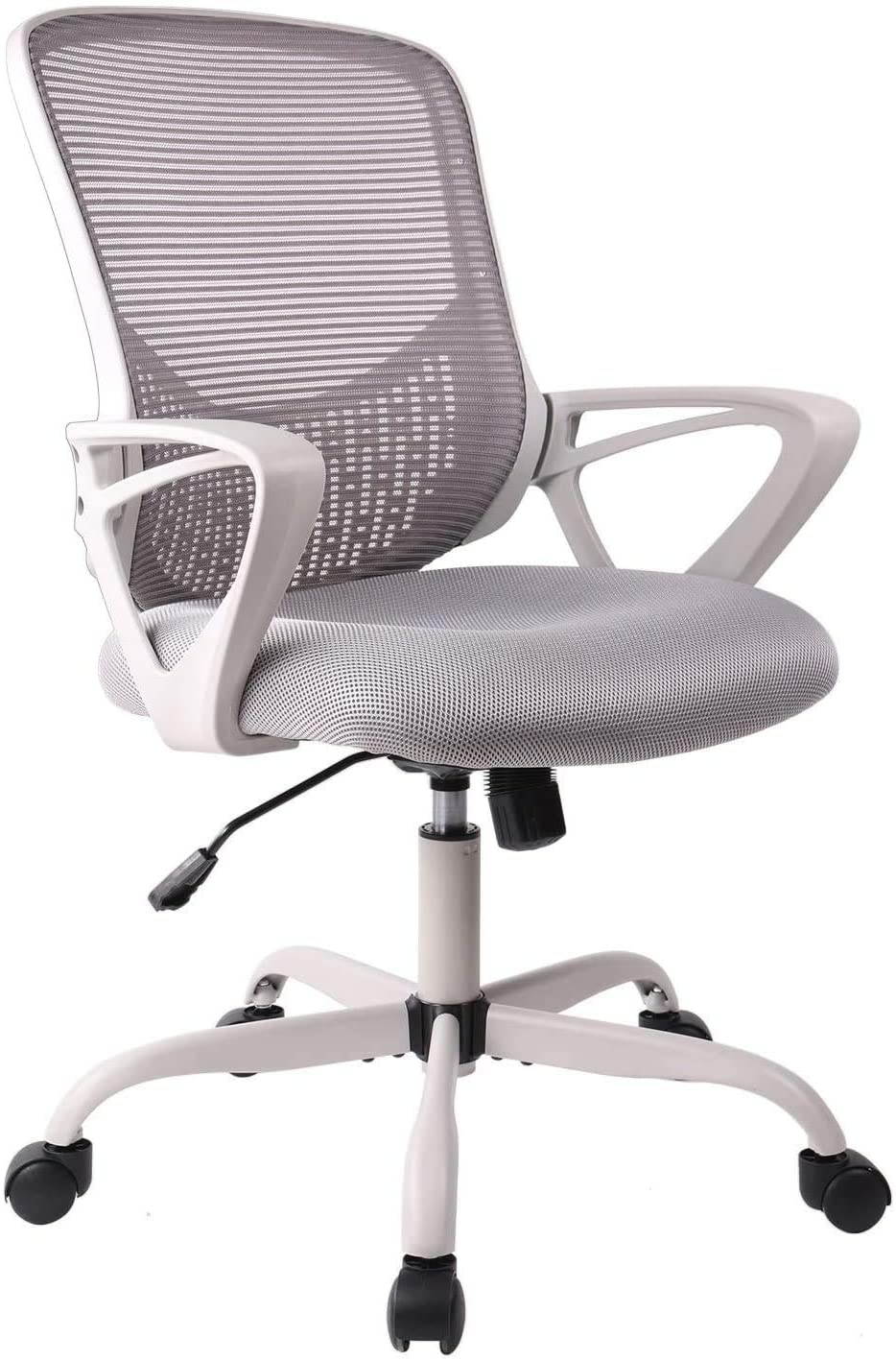 Ergonomic Office Chair with Lumbar Support, Height-adjustable Mesh Chair, Swivel Desk Chair with Armrests for Home Office, Grey
