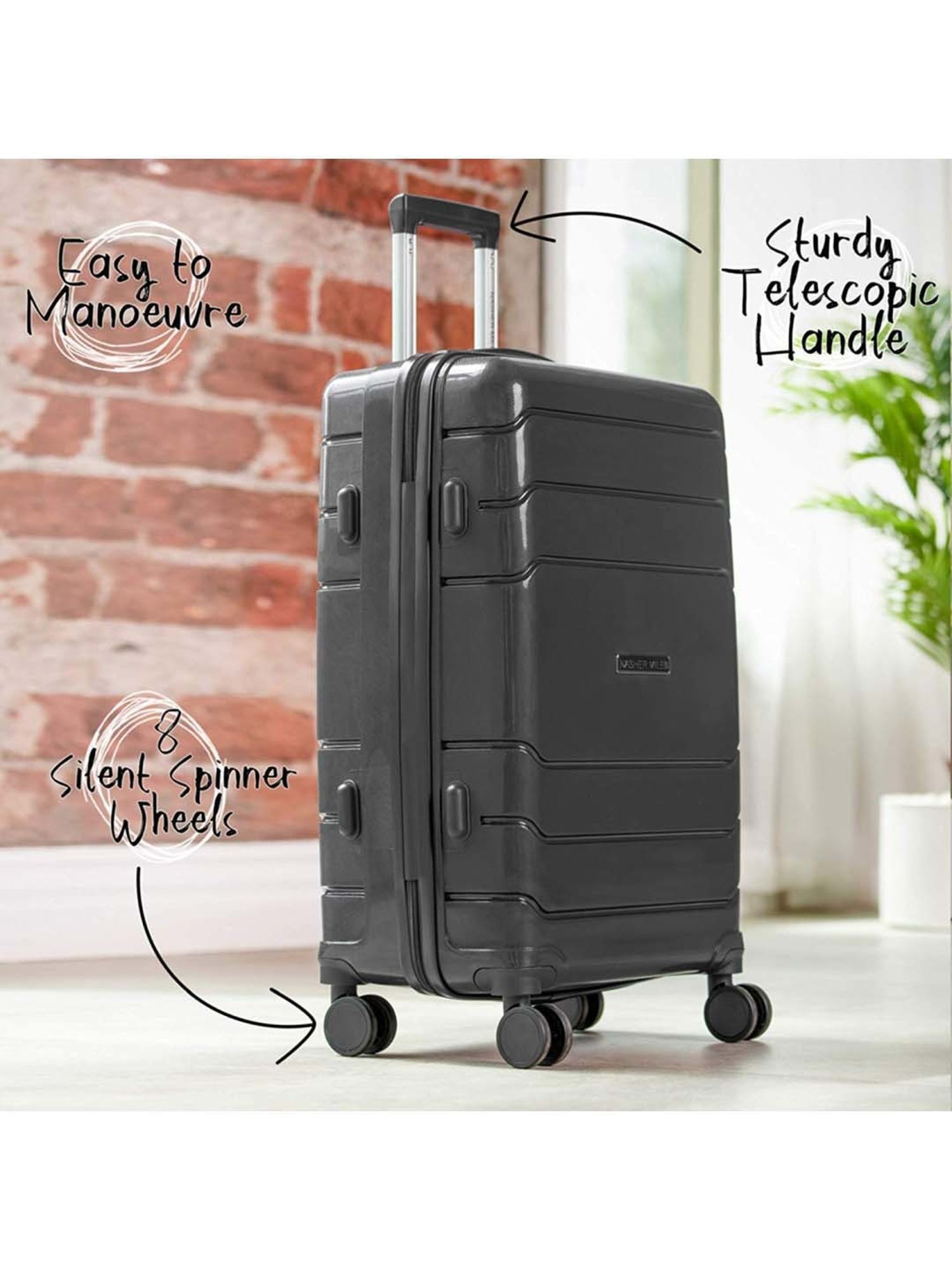 Nasher Miles Lisbon Polypropylene Black Hardsided Luggage Set (NM 10312 Lisbon Black S3)