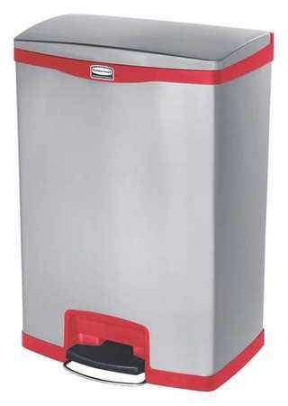 RUBBERMAID 1902002 24 gal. Stainless Steel Rectangular Trash Can, Flat Step-On