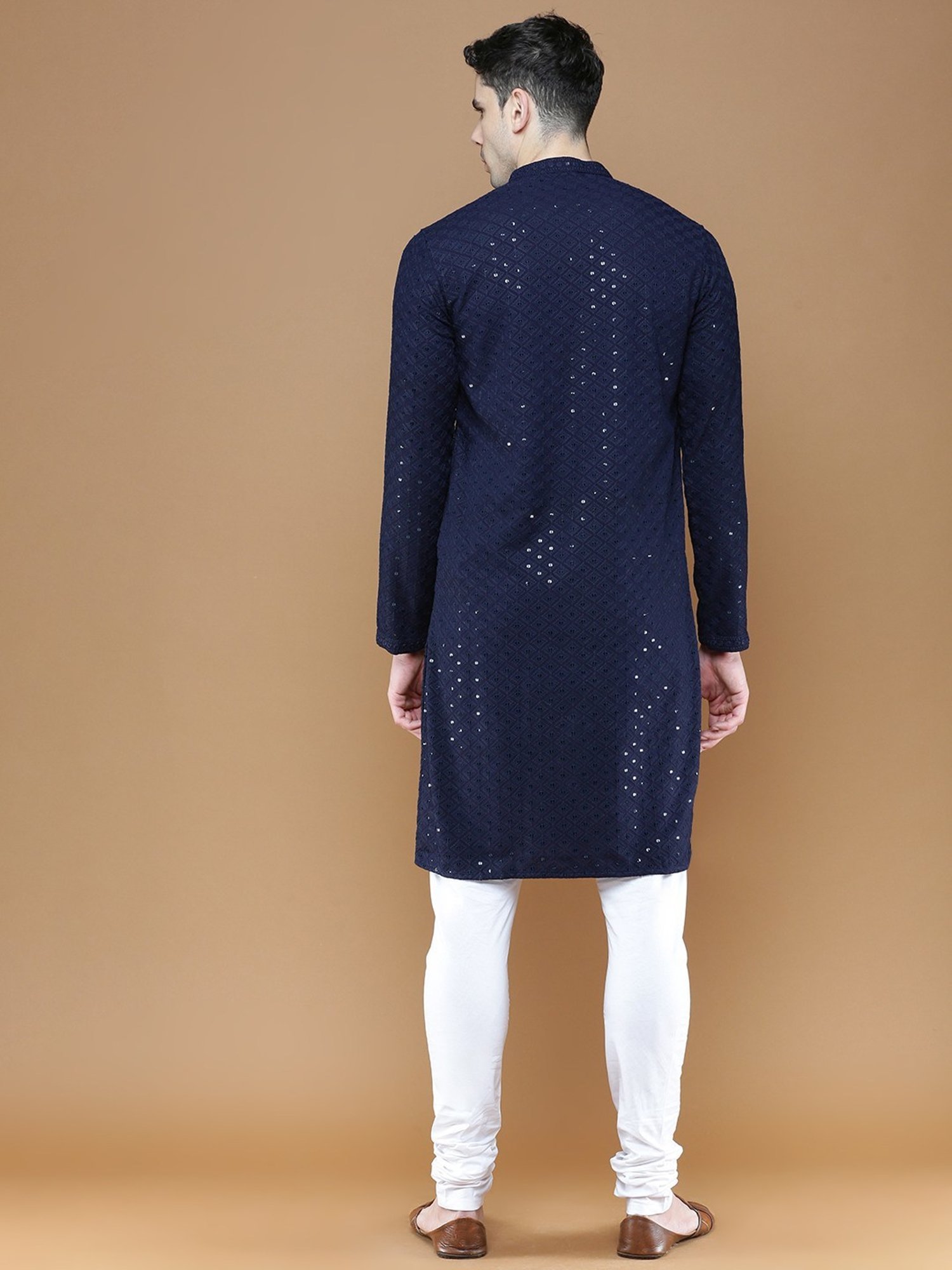 Sanwara Deep Blue Cotton Regular Fit Embellished Kurta Bottom Set