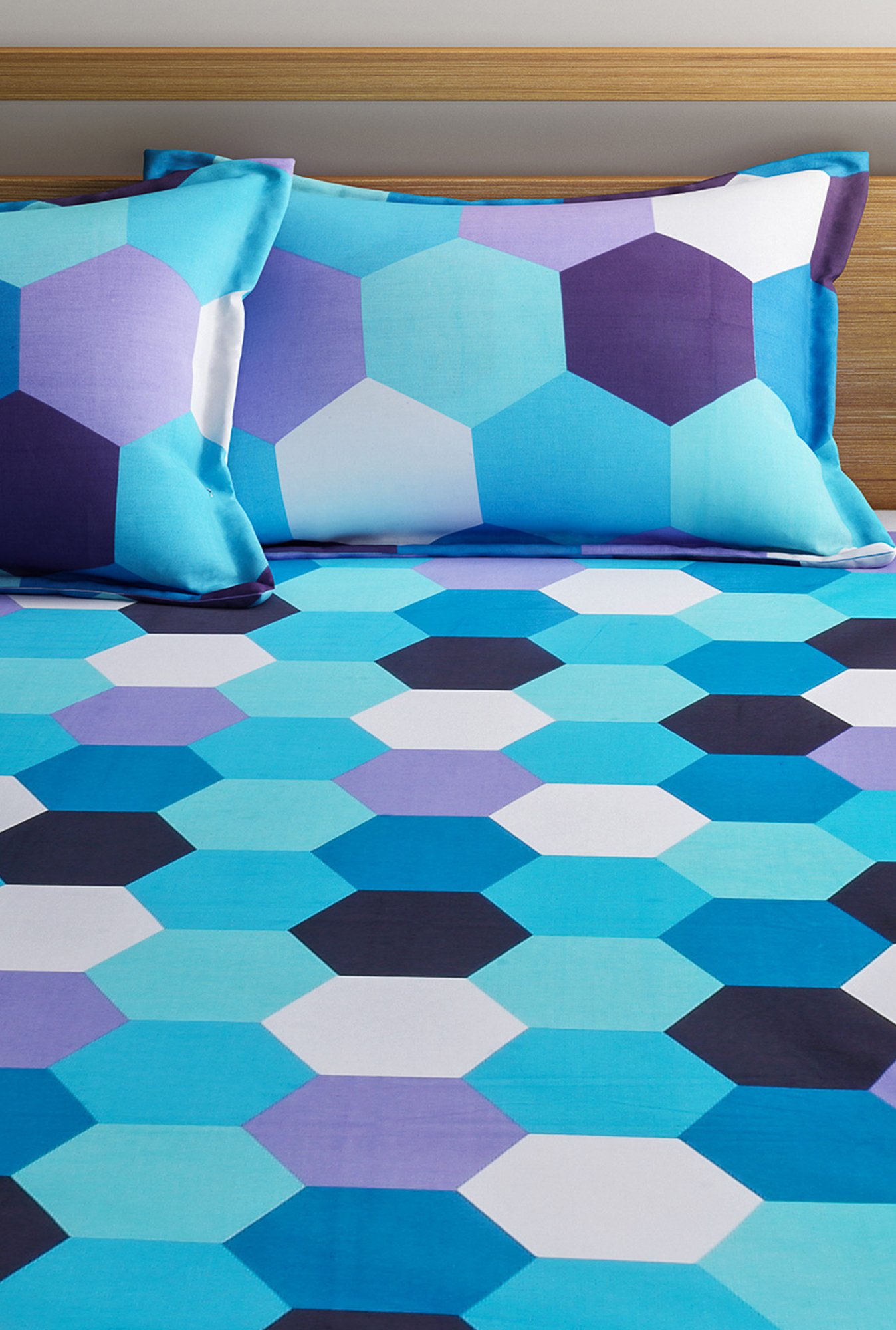 Dreamscape Blue Cotton 144 TC Bed Sheet Set