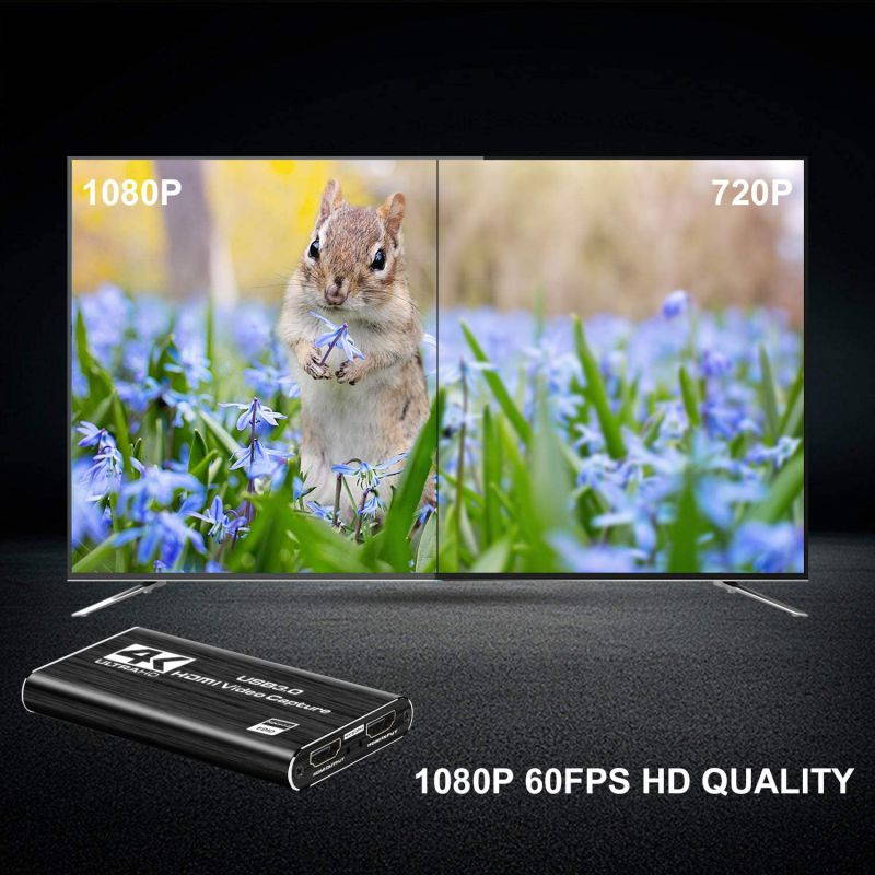 4K Audio Video Capture Card, USB 3.0 HDMI Video Capture Device, Full HD 1080P for Game Recording, Live Streaming Broadcasting